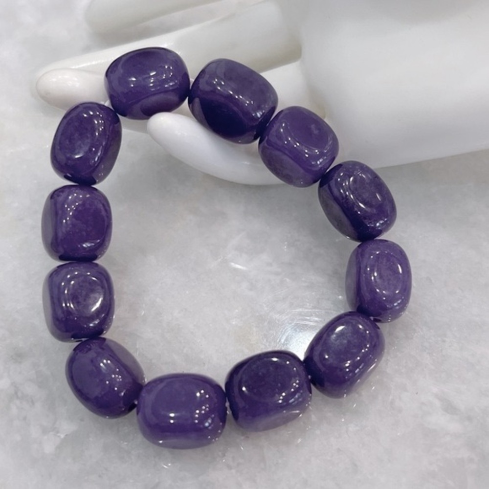 Burmese Purple Jade Stretch Bracelet